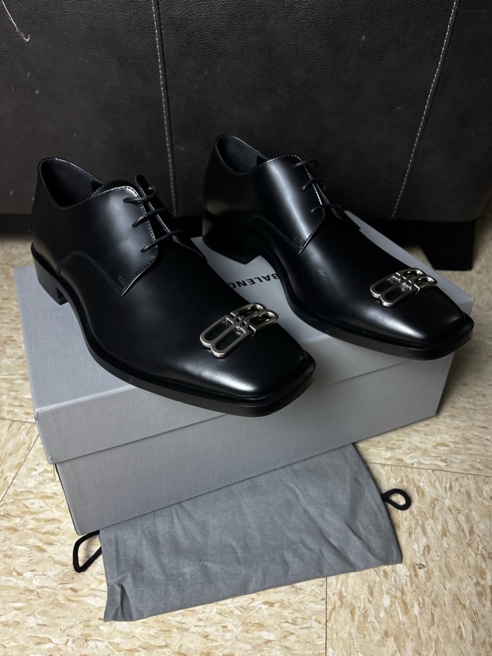 Balenciaga Smooth Rim BB Icon Derbie Shoes in Black BNWB 43